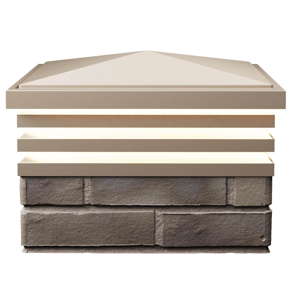 Колпак Zking Бона ХайТек Бежевый на столб 1.5х1.5 кирпича (385х385мм) с подсветкой в Киржаче фото