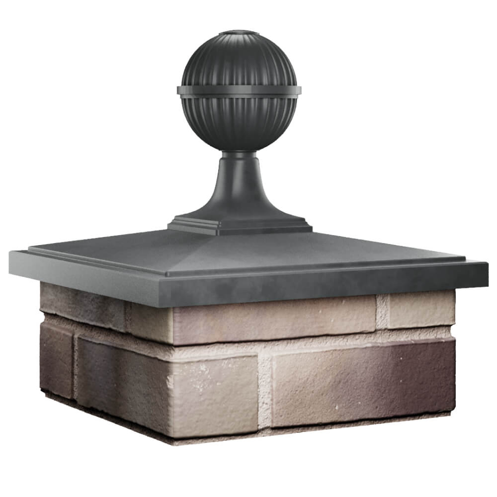 Колпак Zking БонаМоно Серый с шаром на столб 1.5х1.5 кирпича (385х385, 400х400мм) в сборе в Киржаче фото