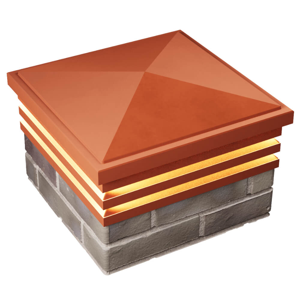 Колпак Zking Бона ХайТек Красный на столб 1.5х1.5 кирпича (385х385мм) с подсветкой в Киржаче фото