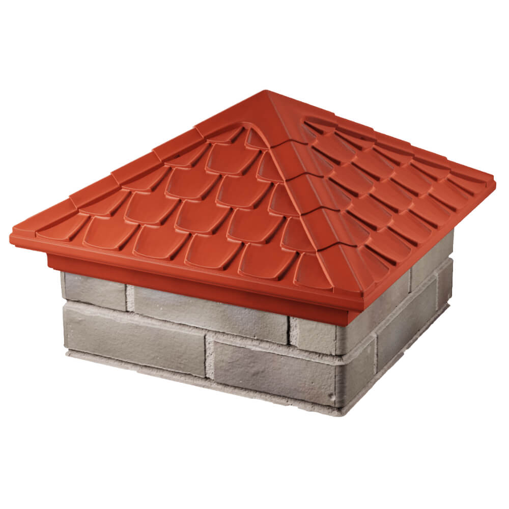 Колпак Zking Эльбрус Красный на столб 1.5х1.5 кирпича (385х385мм) в Киржаче фото