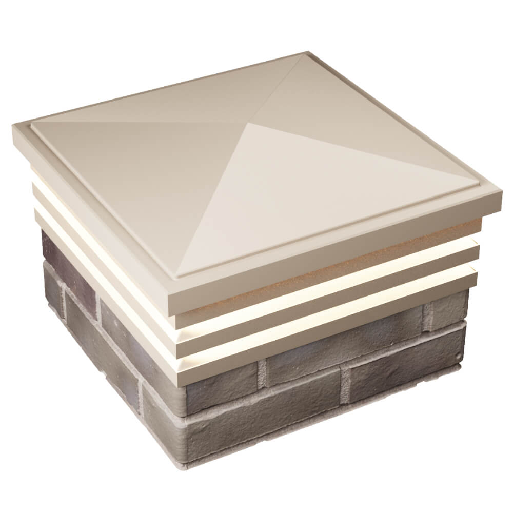 Колпак Zking Бона ХайТек Бежевый на столб 1.5х1.5 кирпича (385х385мм) с подсветкой в Киржаче фото