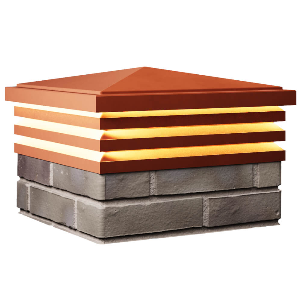 Колпак Zking Бона ХайТек Красный на столб 1.5х1.5 кирпича (385х385мм) с подсветкой в Киржаче фото