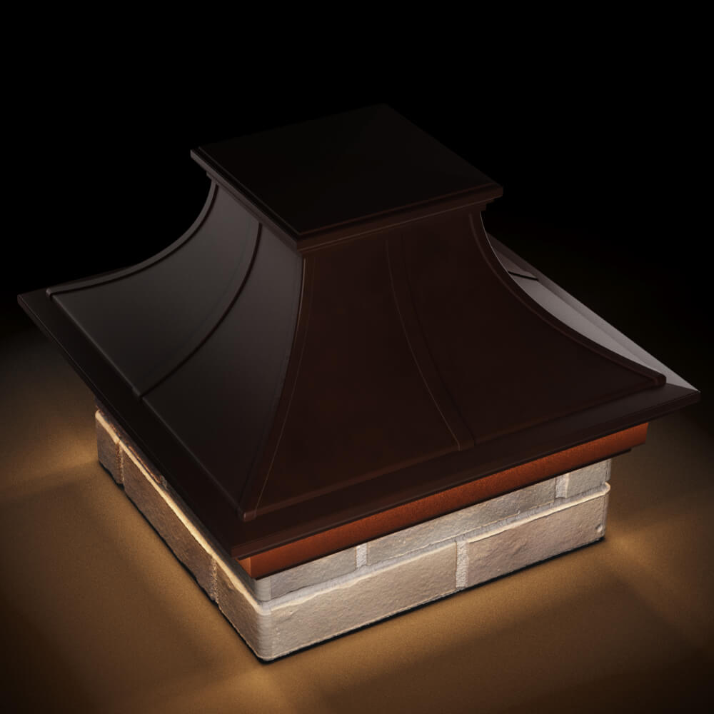 Колпак Zking Монблан Премиум Коричневый на столб 1.5х1.5 кирпича (385х385мм) с подсветкой в Киржаче фото