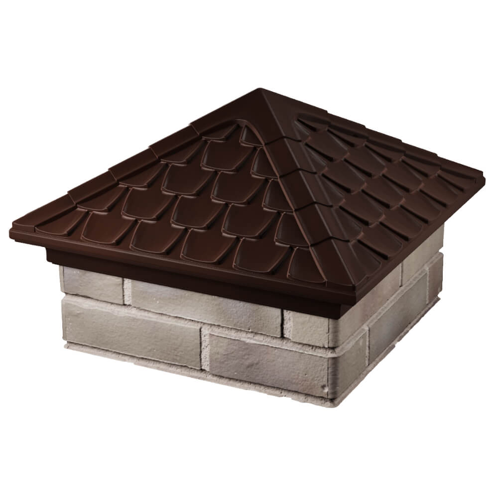 Колпак Zking Эльбрус Коричневый на столб 1.5х1.5 кирпича (385х385мм) в Киржаче фото