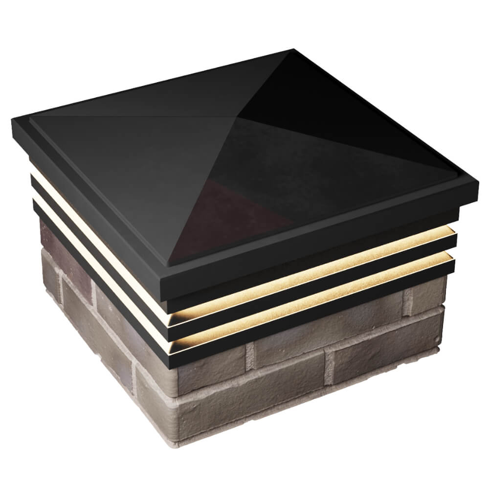 Колпак Zking Бона ХайТек Черный на столб 1.5х1.5 кирпича (385х385мм) с подсветкой в Киржаче фото