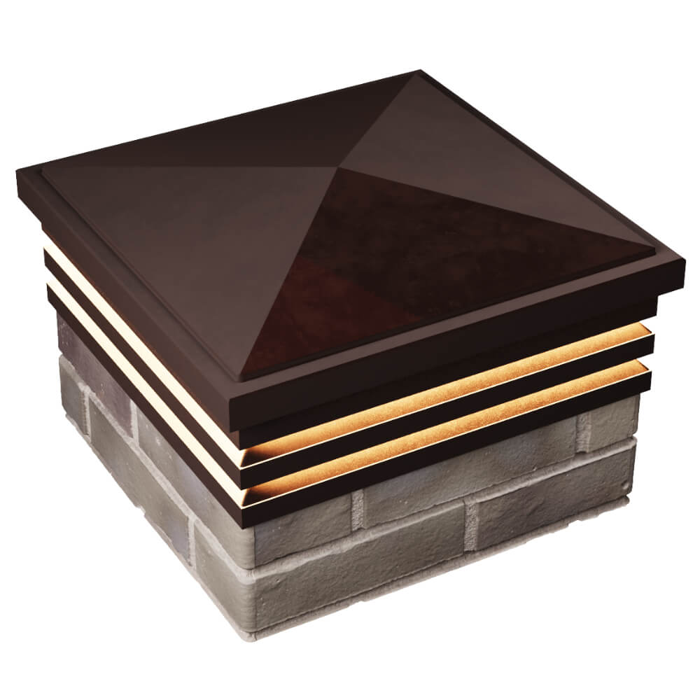 Колпак Zking Бона ХайТек Коричневый на столб 1.5х1.5 кирпича (385х385мм) с подсветкой в Киржаче фото