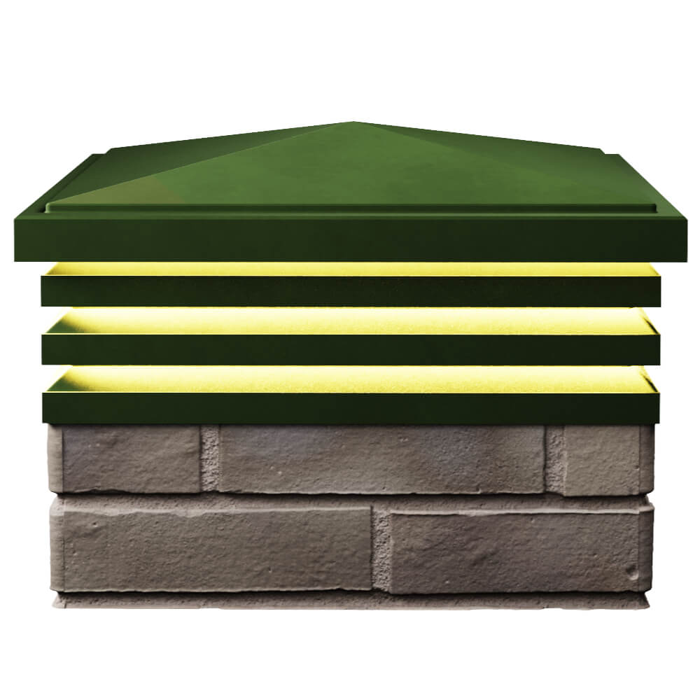 Колпак Zking Бона ХайТек Зеленый на столб 1.5х1.5 кирпича (385х385мм) с подсветкой в Киржаче фото