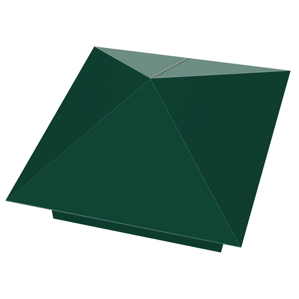 Колпак металлический 390х390мм RAL6005 Зеленый Мох заборный Киржач фото