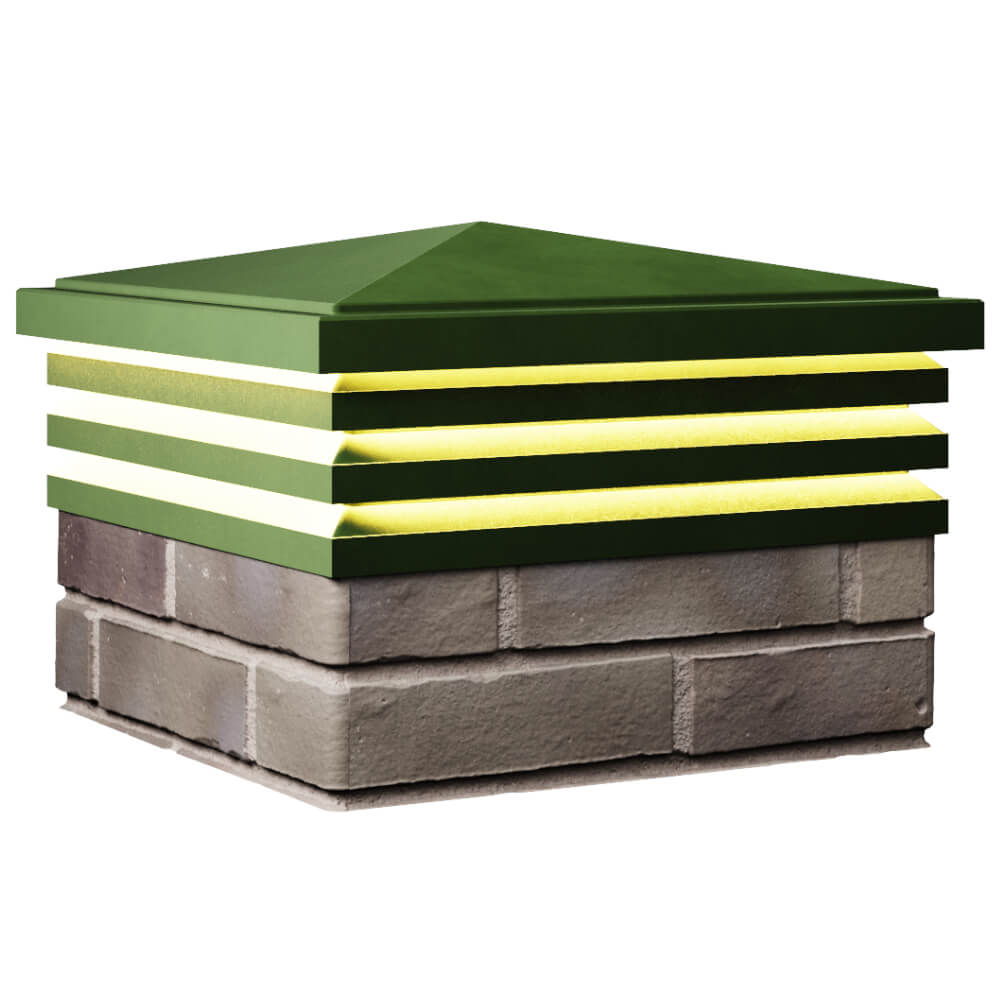 Колпак Zking Бона ХайТек Зеленый на столб 1.5х1.5 кирпича (385х385мм) с подсветкой в Киржаче фото