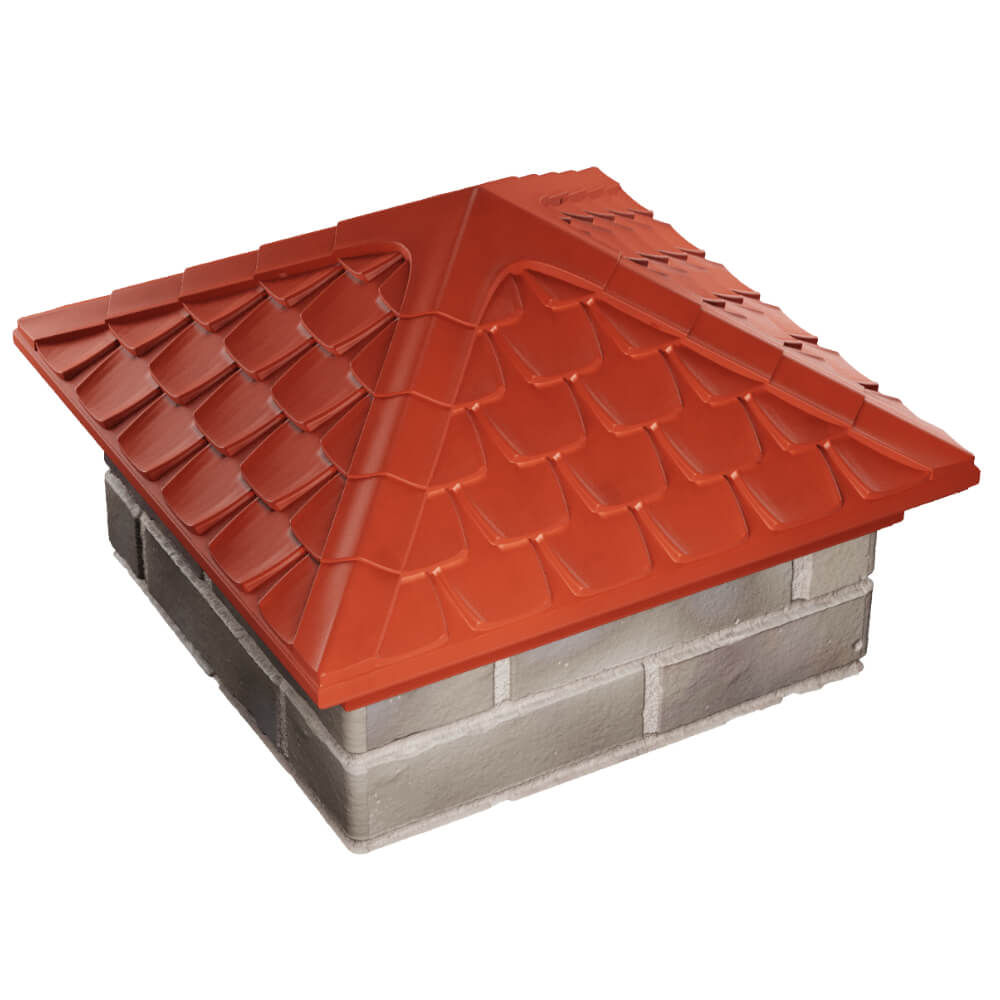 Колпак Zking Эльбрус Красный на столб 1.5х1.5 кирпича (385х385мм) в Киржаче фото