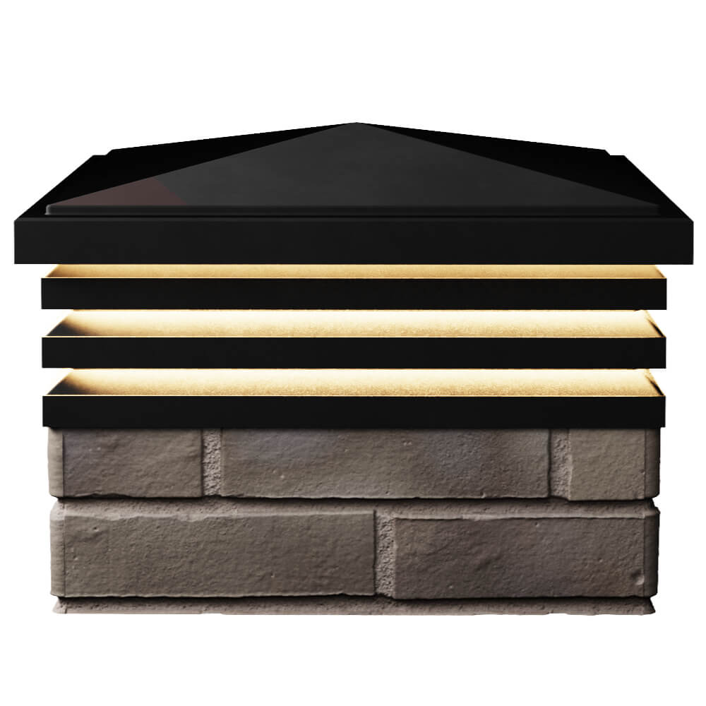 Колпак Zking Бона ХайТек Черный на столб 1.5х1.5 кирпича (385х385мм) с подсветкой в Киржаче фото