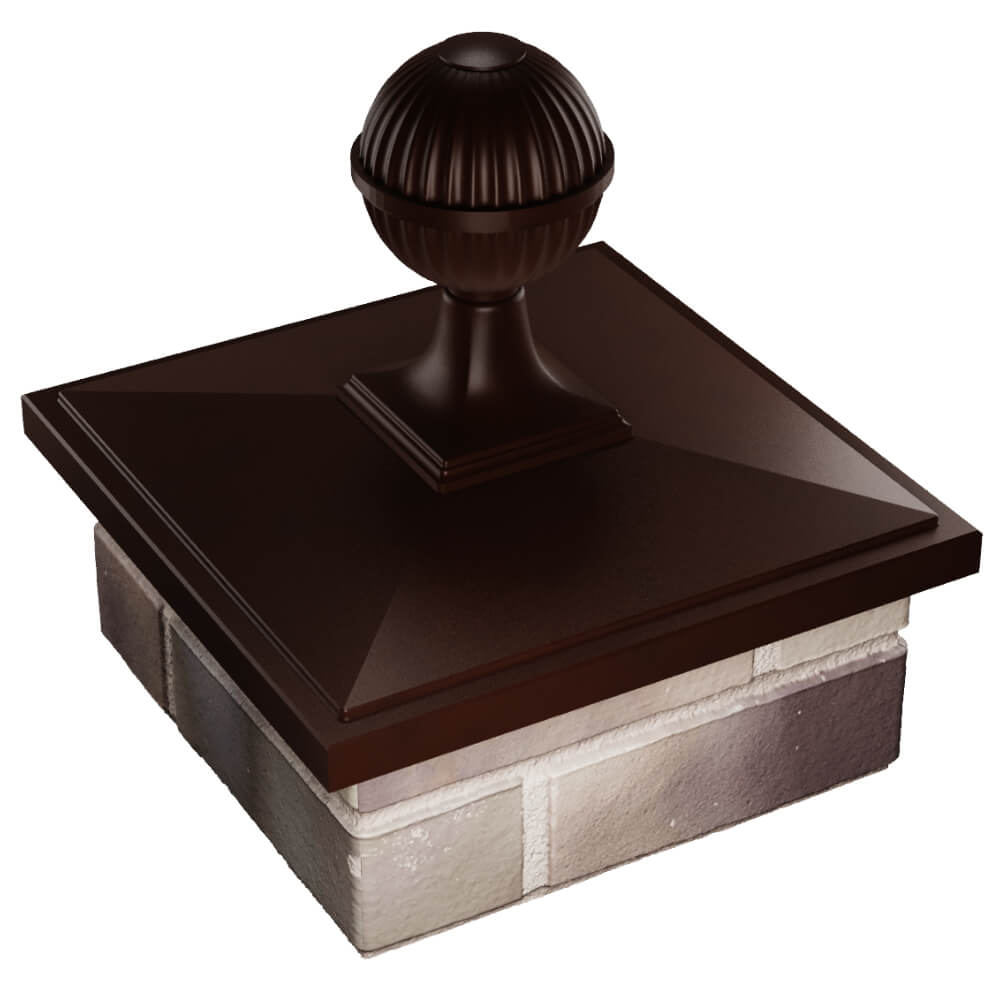 Колпак Zking БонаМоно Коричневый с шаром на столб 1.5х1.5 кирпича (385х385, 400х400мм) в сборе в Киржаче фото