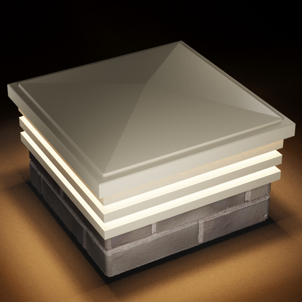 Колпак Zking Бона ХайТек Бежевый на столб 1.5х1.5 кирпича (385х385мм) с подсветкой в Киржаче фото