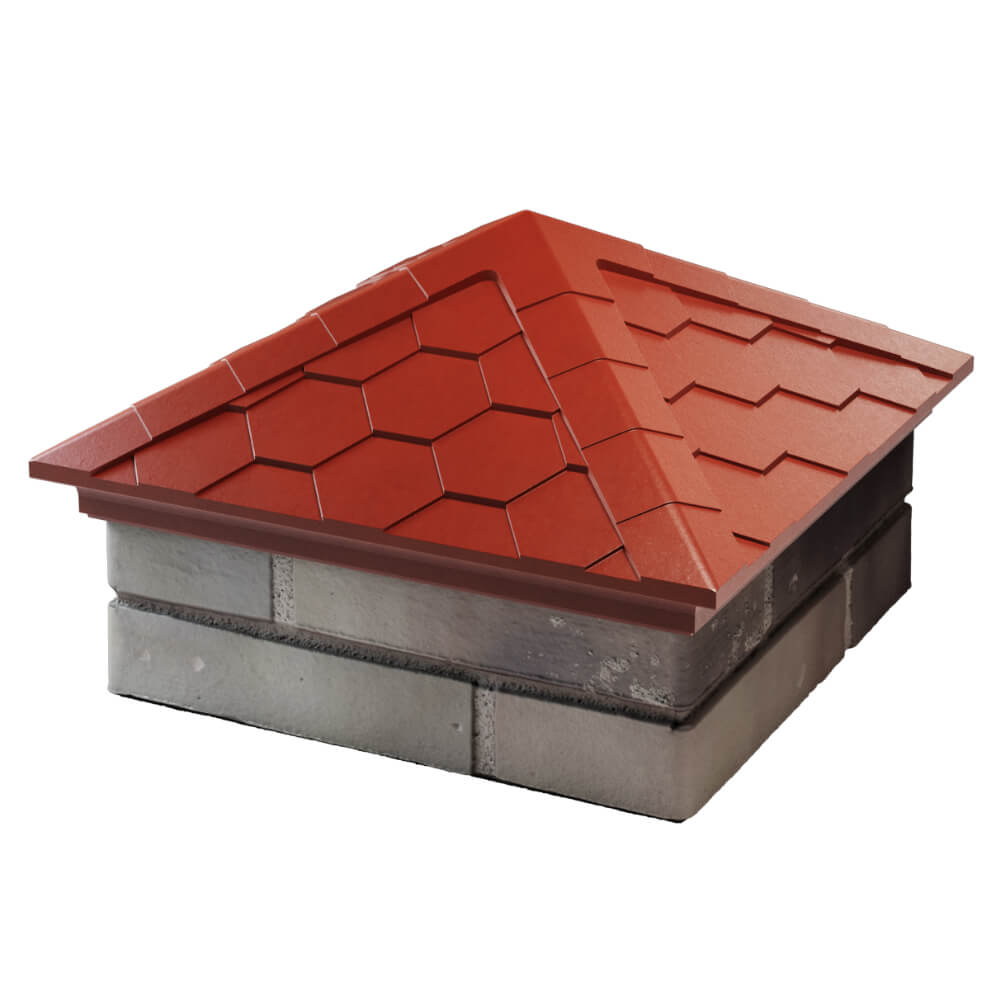 Колпак Zking Эверест Красный на столб 1.5х1.5 кирпича (390х390мм) в Киржаче фото