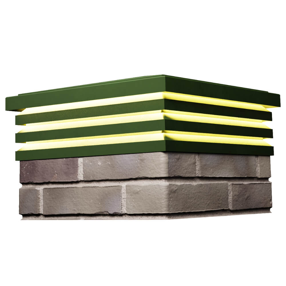 Колпак Zking Бона ХайТек Зеленый на столб 1.5х1.5 кирпича (385х385мм) с подсветкой в Киржаче фото