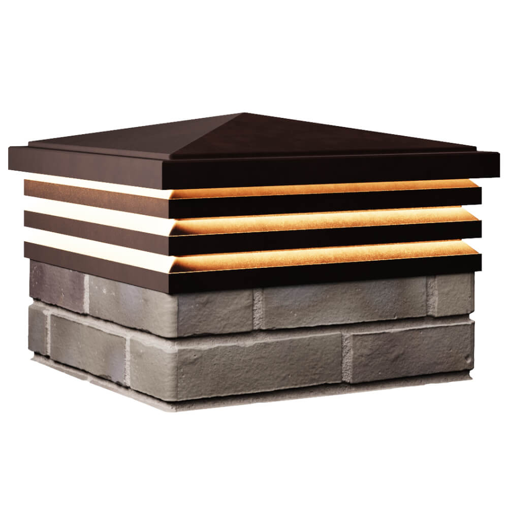 Колпак Zking Бона ХайТек Коричневый на столб 1.5х1.5 кирпича (385х385мм) с подсветкой в Киржаче фото