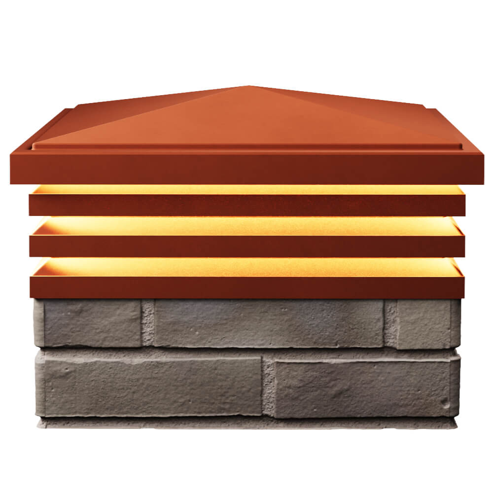 Колпак Zking Бона ХайТек Красный на столб 1.5х1.5 кирпича (385х385мм) с подсветкой в Киржаче фото