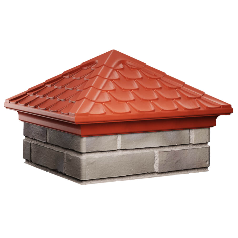 Колпак Zking Эльбрус Красный на столб 1.5х1.5 кирпича (385х385мм) в Киржаче фото