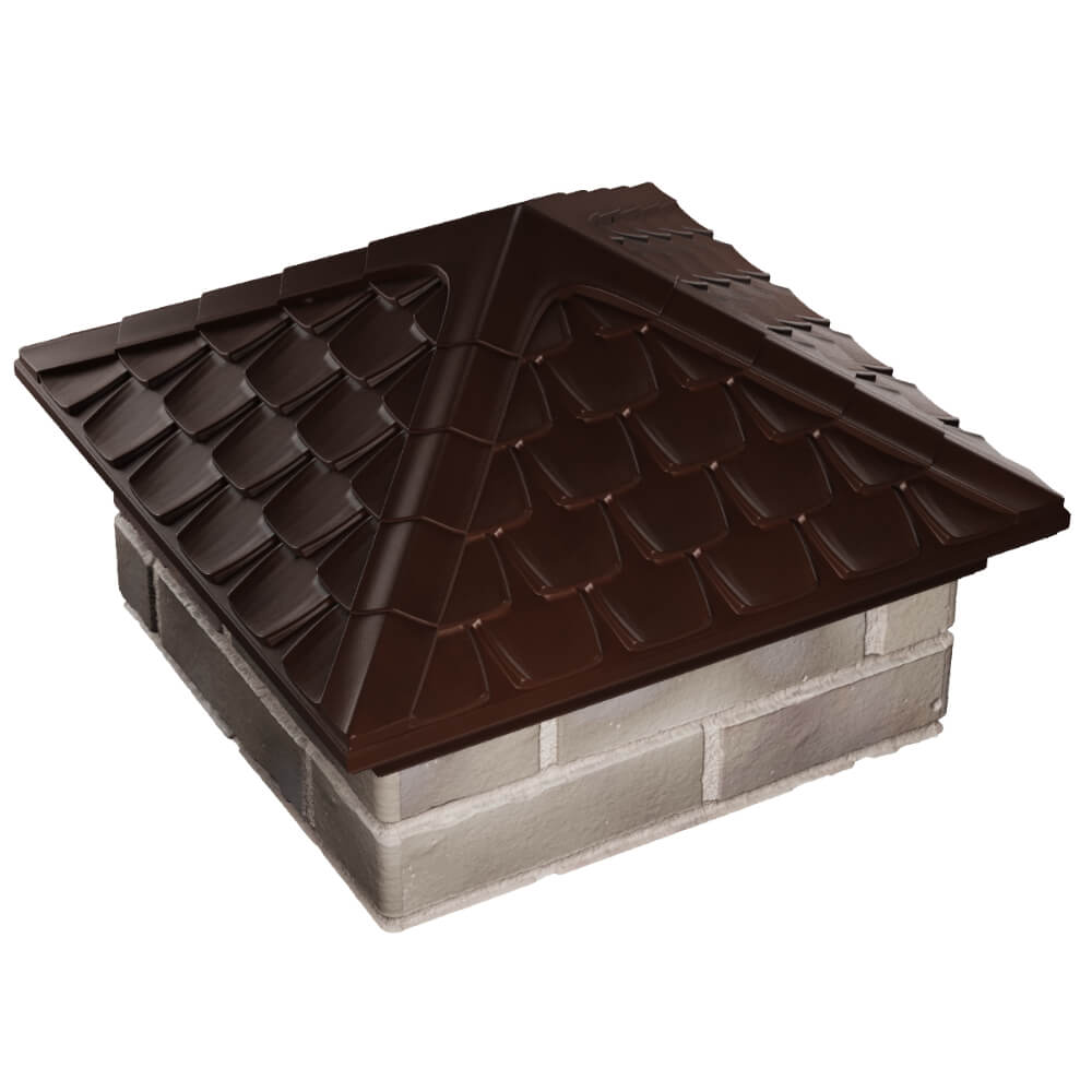 Колпак Zking Эльбрус Коричневый на столб 1.5х1.5 кирпича (385х385мм) в Киржаче фото