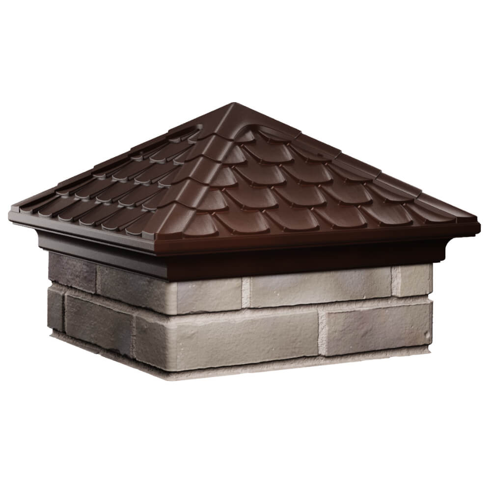Колпак Zking Эльбрус Коричневый на столб 1.5х1.5 кирпича (385х385мм) в Киржаче фото