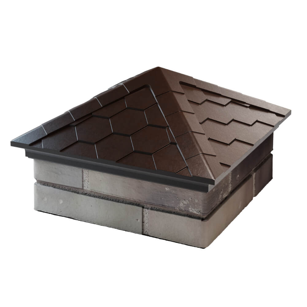 Колпак Zking Эверест Коричневый на столб 1.5х1.5 кирпича (390х390мм) в Киржаче фото