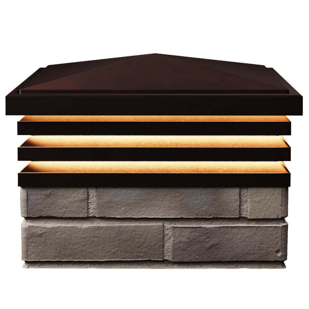 Колпак Zking Бона ХайТек Коричневый на столб 1.5х1.5 кирпича (385х385мм) с подсветкой в Киржаче фото